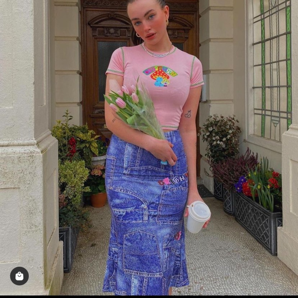 omighty jean midi skirt